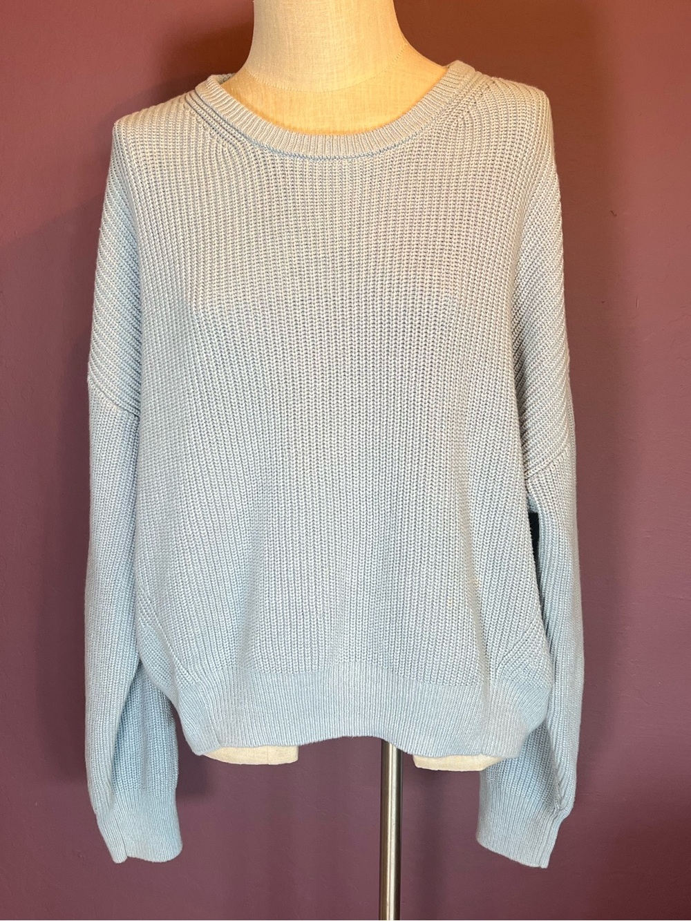 🩵Reformation Winnie Organic Cotton Sweater in Mineral • Ribbed Crewneck - Picture 2 of 7